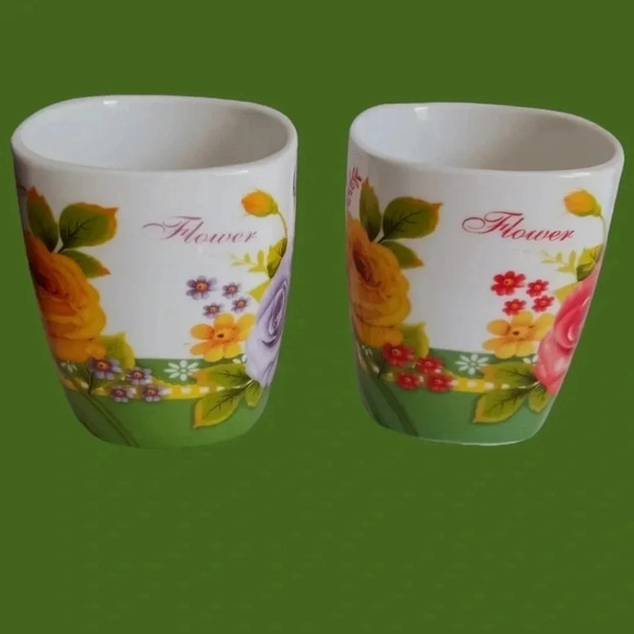 Xiao dang roses coffee cup square 13oz set of 2 - Picture 2 of 9